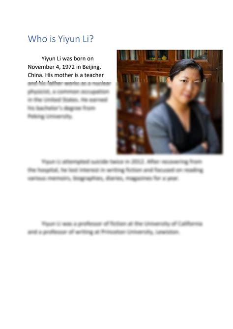 SOLUTION: Who is yiyun li - Studypool