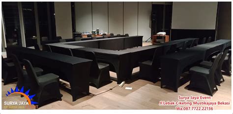 Sedia Rental Meja Ibm Lengkap Dengan Cover Hitam Ketat