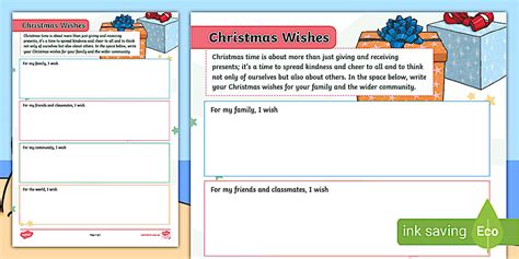 Christmas Wishes Writing Task Year 3-6