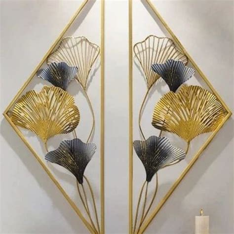 Metalkart Special Split Diamond with Leaves Wall Art (12 x 30 Inches ...