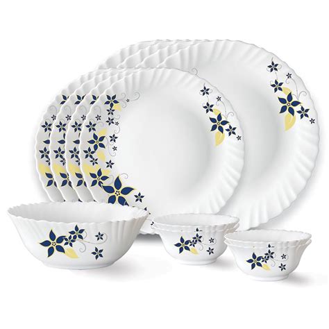 Larah by Borosil Viva Fluted Series Opalware Dinner Set | 13 Pieces for ...