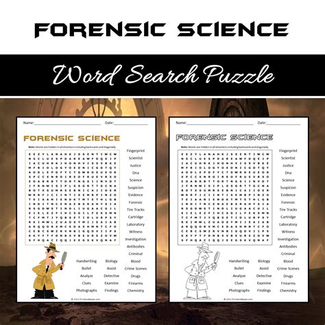 Forensic Science Word Search Puzzle Worksheet PDF – PrintableBazaar