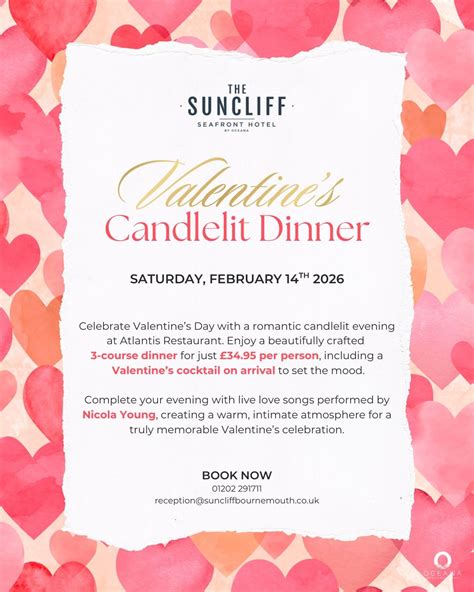 Valentines Candlelit Dinner, 29 East Overcliff Drive, BH1 3AG ...