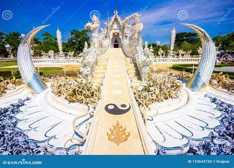 Beautiful View of the White Temple Wat Rong Khun Temple in Chiang Rai, Thailand, Asia Stock ...