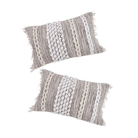 Buy eyda Hand Woven Cotton Cushion Cover Set Of 2-12X20 Inch Online