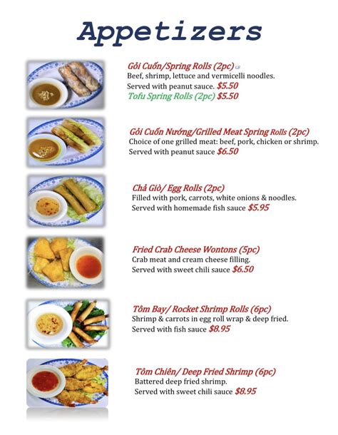 Menu at Pho Duy restaurant, Greeley, 23rd Ave