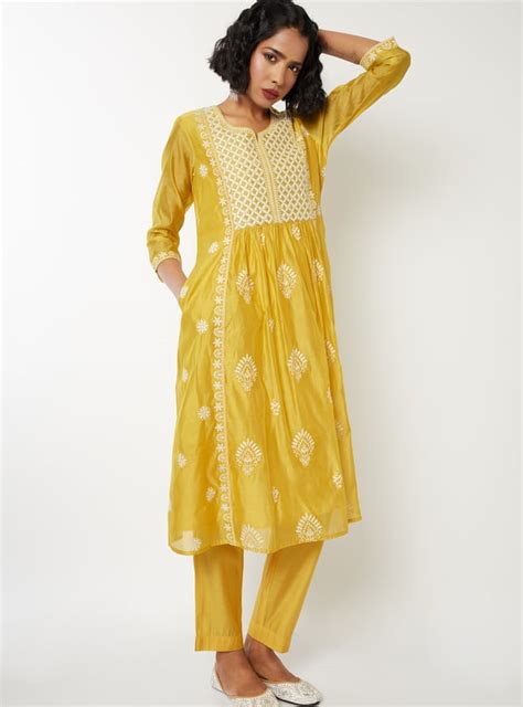 Buy Women Embroidered A-line Kurta Set Online at just Rs. 1699.0 ...