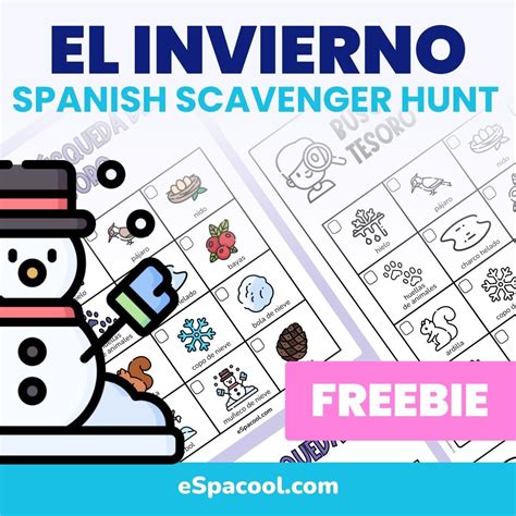 Winter Scavenger Hunt in Spanish | Búsqueda del Tesoro en Español ...