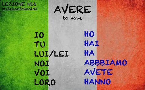 Italian Grammar - Present Tense of 'Avere'
