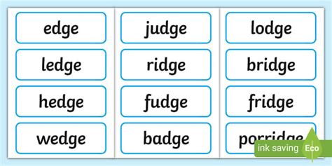 -dge Word Cards