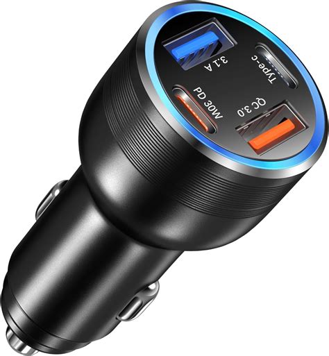 Amazon.com: Car Charger USB C, 65W Multi Port Dual 12V Cigarette ...
