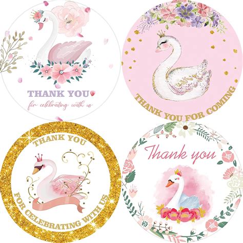 80 Swan Baby Shower Thank You Stickers, Swan Thank India | Ubuy