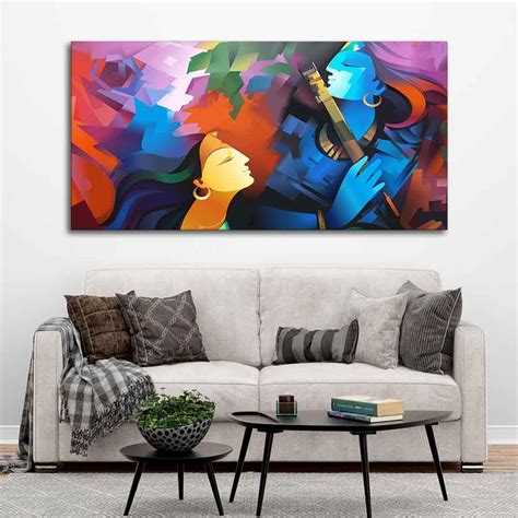 Aadee Craft Abstract Modern Art Radha Krishna Canvas Wall Painting with ...