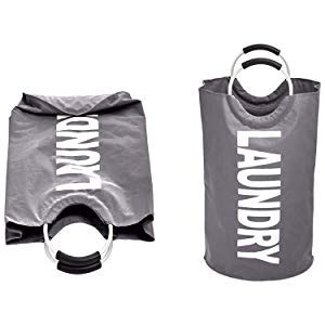 AmazonBasics Fabric Laundry Bag / Basket with Aluminum Handle, Dark ...