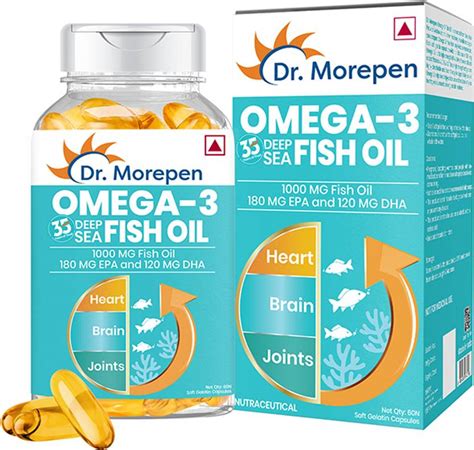Dr. Morepen Omega 3 Fish Oil 1000 mg | DHA & EPA 300mg | No Fishy Burp ...