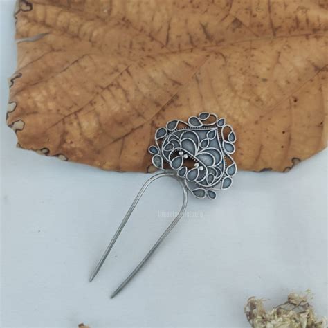 “Zarna” Silver Look Alike Oxidised Hair Pin – The Beta Girl Jewellery