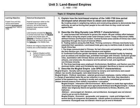 SOLUTION: (AP WORLD) Unit 3 Land Based Empires 1450-1750 (Answers ...