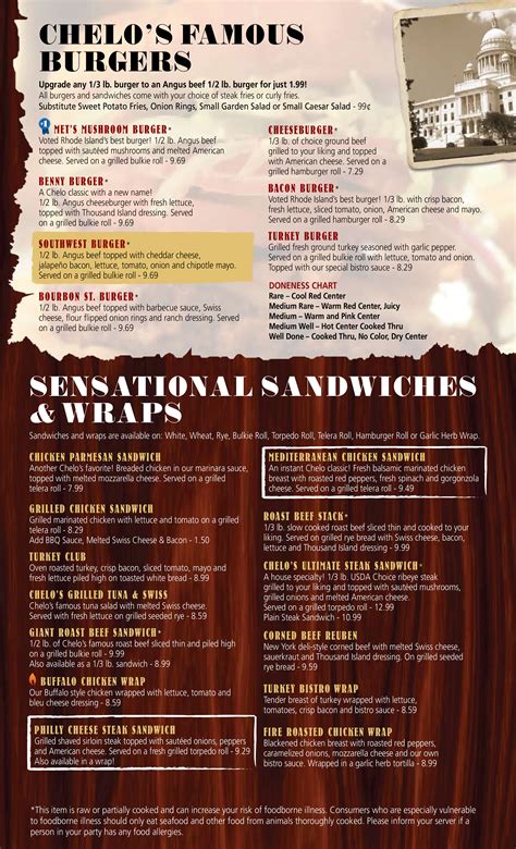 Menu at Chelo's Hometown Bar & Grille, East Providence, 45 Newport Ave