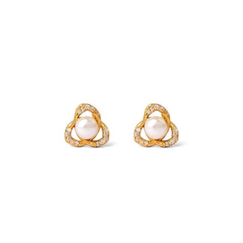 Buy Pearl Inception Triangle Studs Earrings