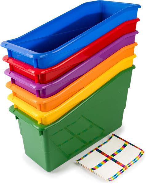 Amazon.com : JMIATRY 8 Packs Plastic Magazine Holder Colored Book Bins ...