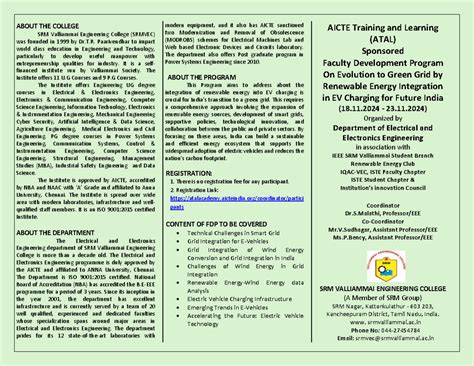 Aicte ATAL Sponsored FDP Brochure - Srmvec - ABOUT THE COLLEGE SRM ...