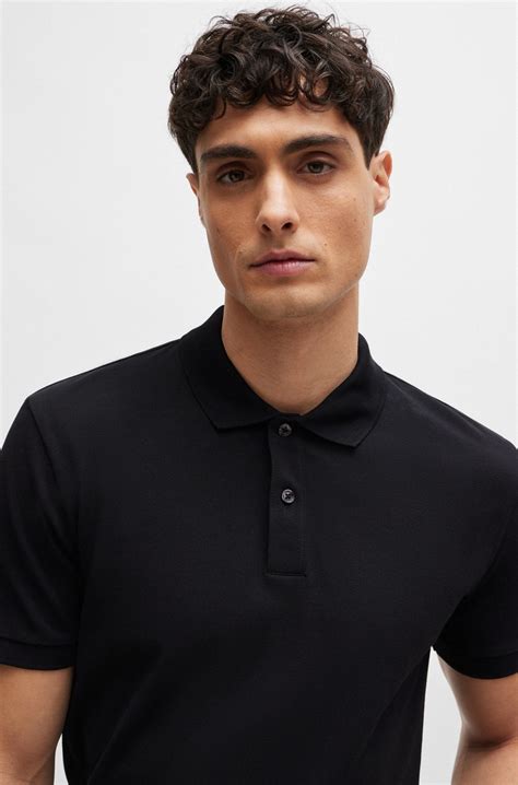 BOSS - Regular-fit polo shirt in cotton piqué - Black