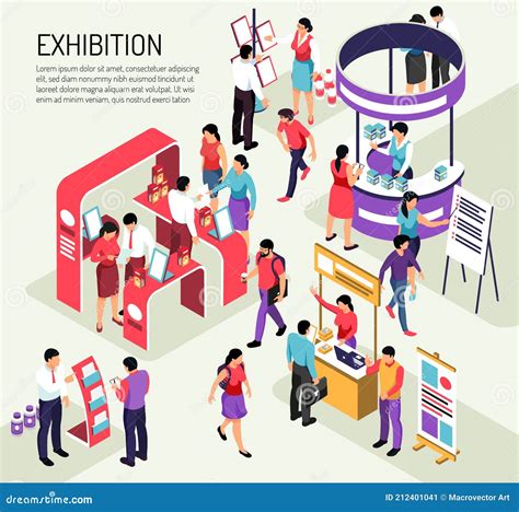 Expo Exhibition Concept 3d Isometric View. Vector | CartoonDealer.com ...