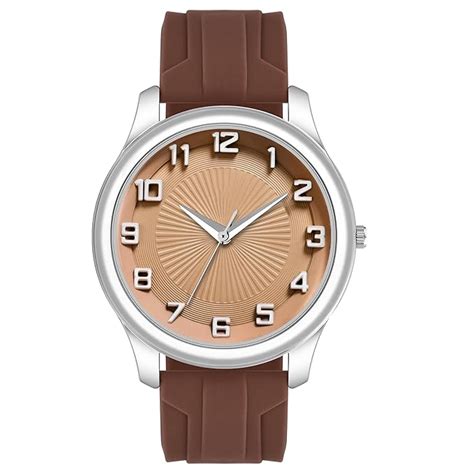 Buy Acnos Minimalist Beige Dial Silicone Strap Analog Watch for Men ...