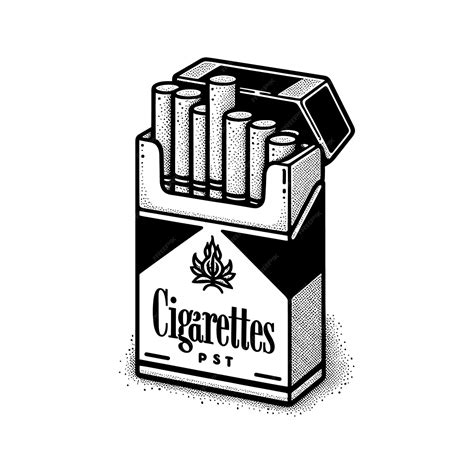 Premium Vector | A black and white drawing of a pack of cigarettes