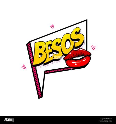 Besos - kiss, lips spanish language comic text sound effects pop art ...