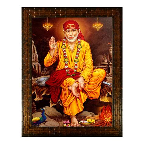 Indianara Sai Baba Painting -Synthetic Wood, 27x30.5x1cm, Multicolour ...