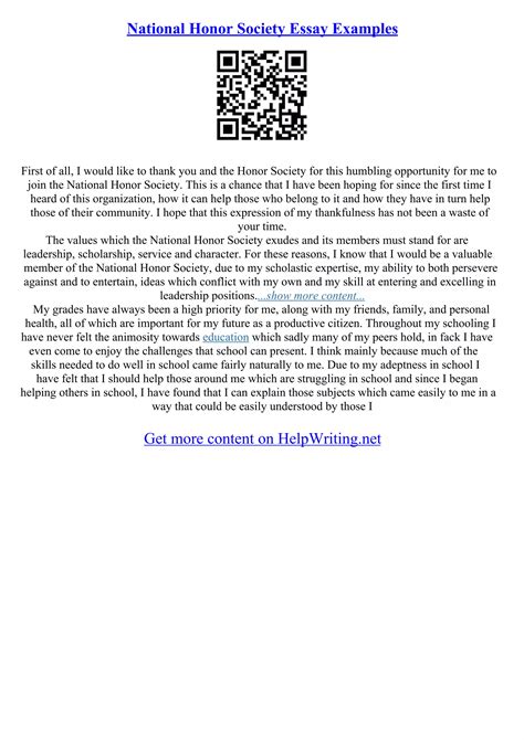 Examples Of National Honor Society Essays | PDF