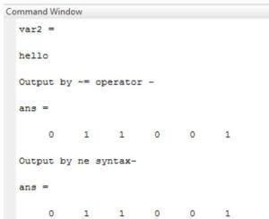 Image result for MATLAB Not Equal
