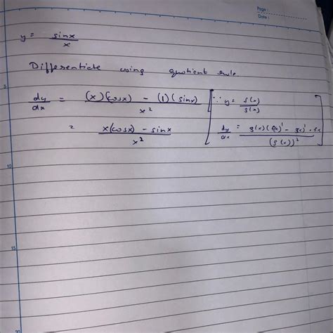 If ,y = (sinx/x) then the value of dy/dx at x= pi is - Brainly.in