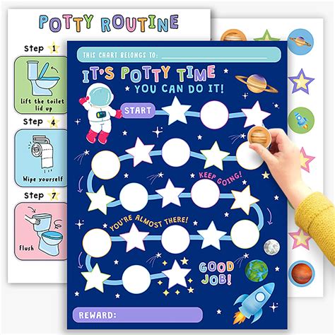 Amazon.com: Potty Chart for Boys with Stickers - Potty Training Stickers - Space Astronaut ...