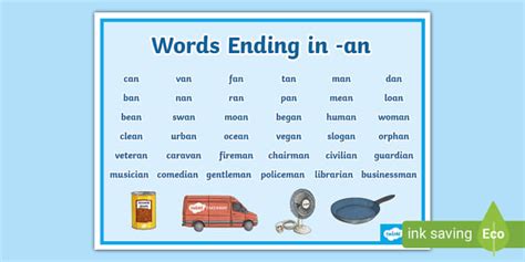 Words Ending '-an' Words Mat | Twinkl Vocabulary - Twinkl