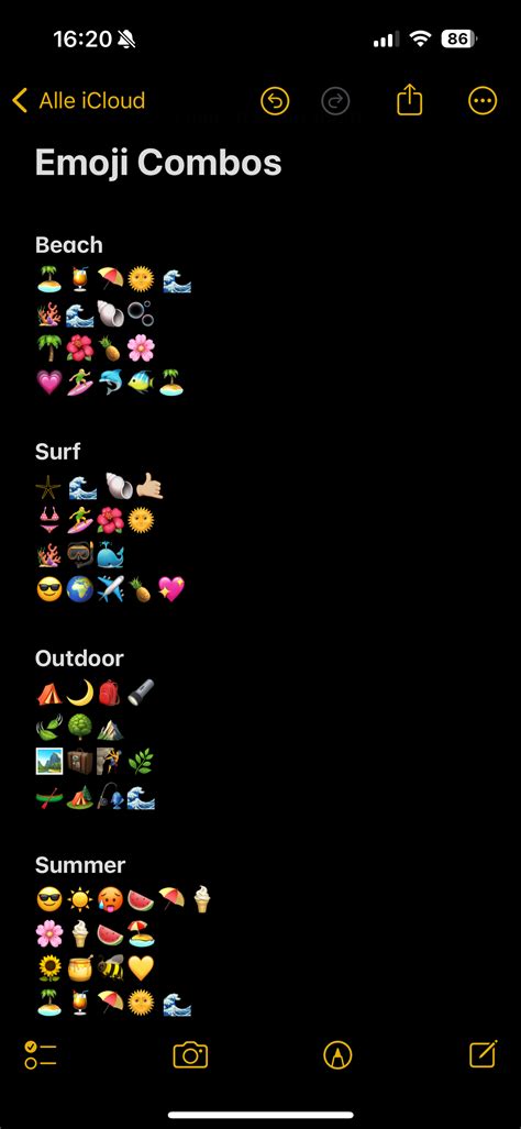 Emoji Combos | Beach • Surf • Outdoor • Summer | Foto citaten, Fotografie ideeën, Emoji