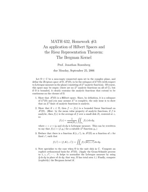 An application of Hilbert Spaces and the Riesz Representation Theorem ...