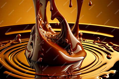 Premium Photo | Melting dark chocolate with chocolate splash and drops