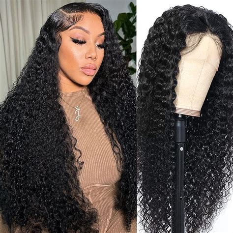 Amazon.com : 20Inch Deep Wave Lace Front Wigs Human Hair-13x4 HD ...