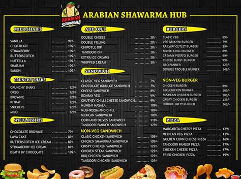 Menu at Arabian Shawarma Hub, Coimbatore