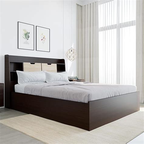 Nilkamal Riva Wooden Queen Bed with Headboard & Box Storage ...