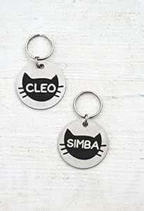 Madhu Gems Personalized Pet ID Tags for Cats Engraved Silver Aluminum ...