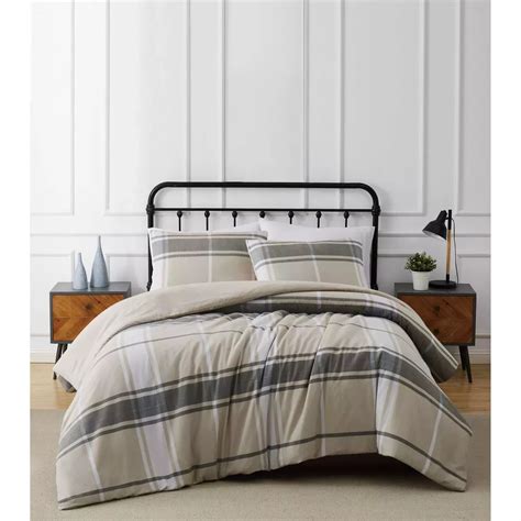 3pc Full/queen Preston Plaid Flannel Duvet Cover Set Khaki - Truly Soft ...