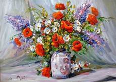 fiori in pittura flower vase painting with gold varnish wooden frame fiori in pittura flower vase painting with gold varnish wooden frame