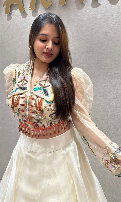 Pearl white cream gold lehenga with designer blouse