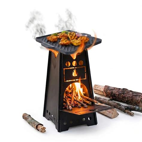 Trilonium Wood Fired Rocket Camping Stove mini : Amazon.in: Sports ...