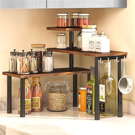 ABJA Stylish Wooden Rack for Kitchen Storage, Corner Shelf for Kitchen ...