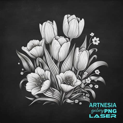 Buy Tulip Flower V3 PNG Laser Engraving File for Slate Coaster, Laser ...