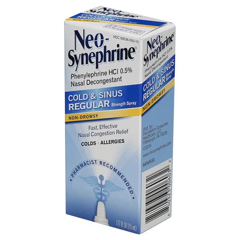 Neo-Synephrine Cold And Sinus Regular Strength Nasal Spray 0.5 fl oz ...
